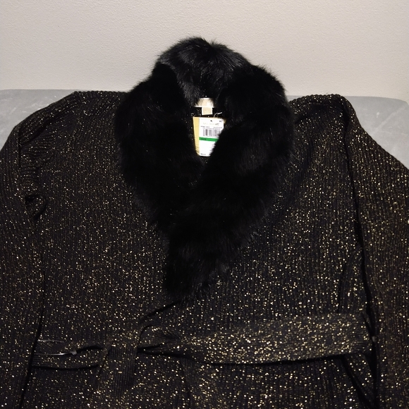 Michael Kors Metallic Faux-Fur Trim Cardigan - Picture 12 of 15